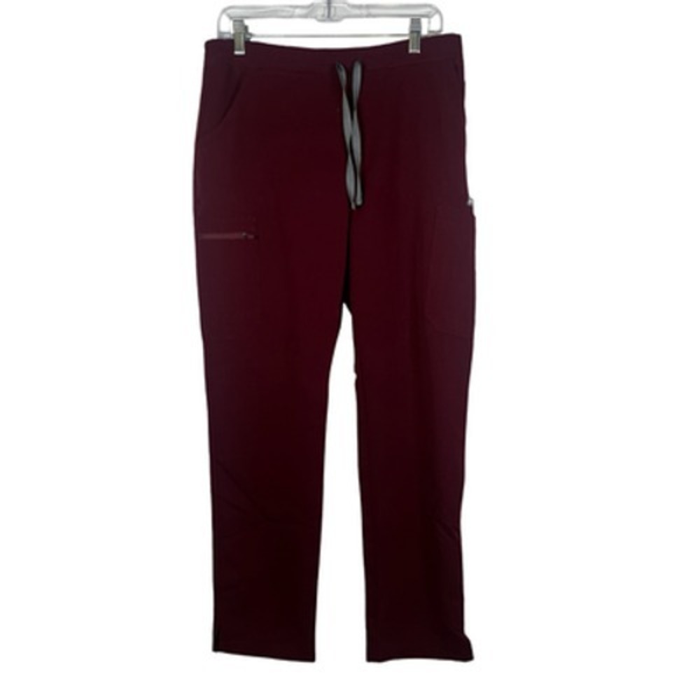 Figs Scrub Pants Womens Medium Red Technical Collection Cargo Pockets Drawstring